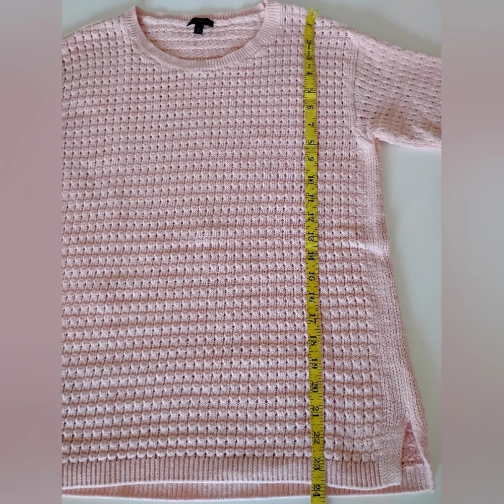Talbots Cotton Blend Basket Weave Knit 3/4 Sleeve Pastel Pink Sweater Sz Medium - Picture 15 of 17
